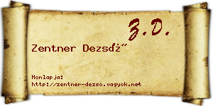 Zentner Dezső névjegykártya